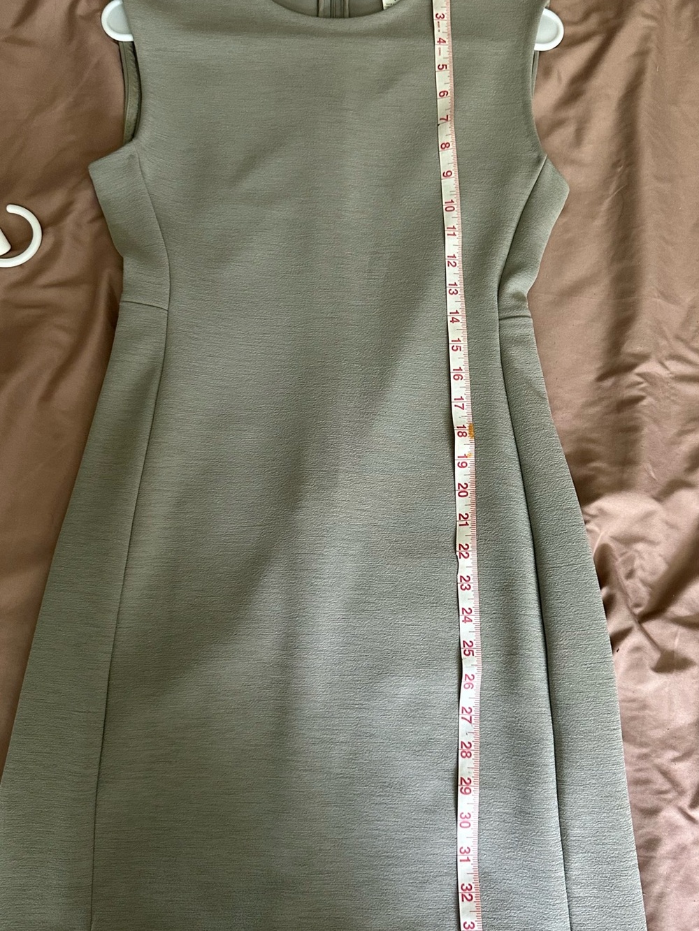 Club Monaco Sleeveless Mini Dress Khaki Olive Crewneck Mod A-Line Shift - Picture 10 of 12